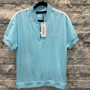 EXCLSV Light Blue Polo Shirt size S 100% cotton